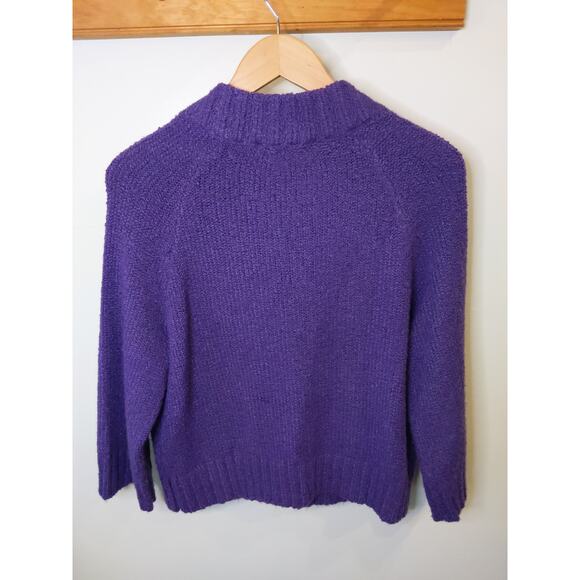 Evan-Picone Petite Purple Fuzzy Cardigan Sweater Button Front Textured PL - Picture 2 of 7